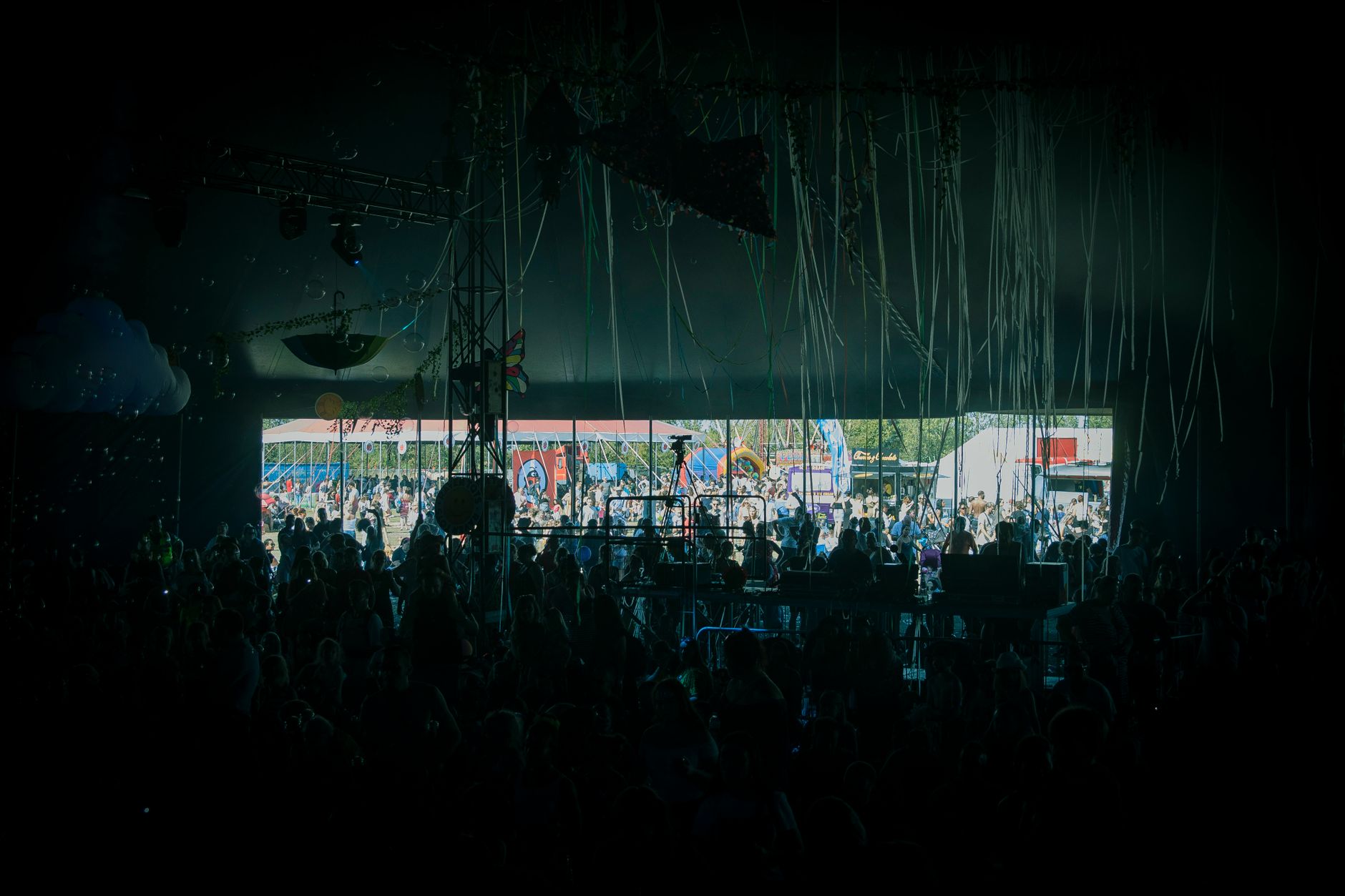 Outdoor music festival crowd